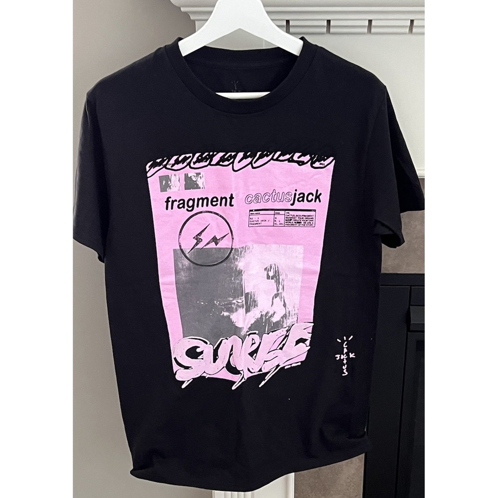 Travis Scott Cactus Jack x Fragment Pink Sunrise Mens T-Shirt Size S